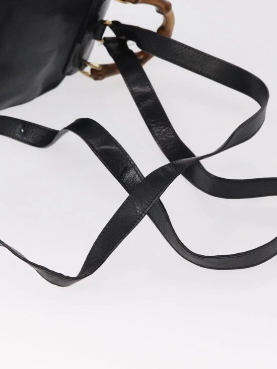 GUCCI Bamboo Backpack Leather Black Gold main image 6